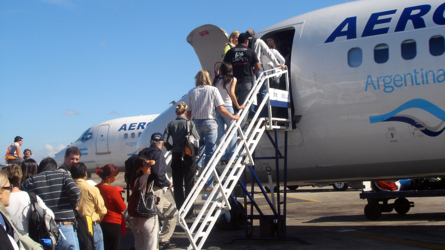 Einsteigen für den Flug von Buenos Aires nach Ushuaia...