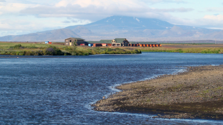 Das Ranga Hotel mit dem berühmten Mount Hekla im Hintergrund...