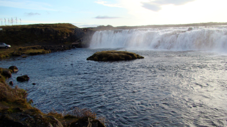 Faxi Falls, in dem viele Lachse gefangen werden