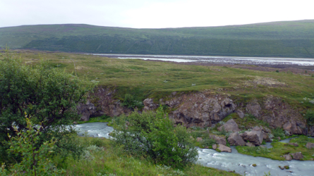 Blick auf den Nebenarm und den Hauptfluss im Hintergrund...