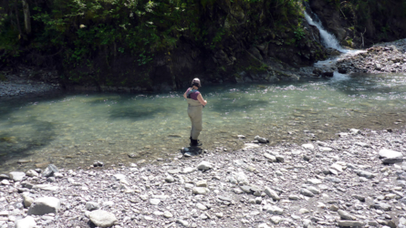 Sylvie caught a couple fish in this lovely pool